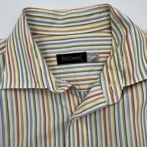 St. Croix Men’s Dress Shirt XL Long Sleeve Multicolor Stripe Cotton Italy